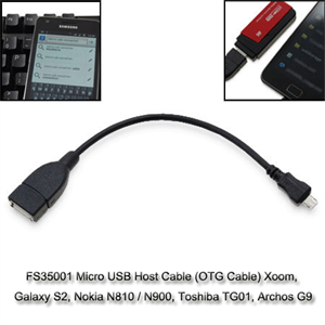 Show details for FirstSing FS35001 Micro USB Host Cable (OTG Cable) Xoom, Galaxy S2, Nokia N810 / N900, Toshiba TG01, Archos G9 Picture of FirstSing FS35001 Micro USB Host Cable (OTG Cable) Xoom, Galaxy S2, Nokia N810 / N900, Toshiba TG01, Archos G9