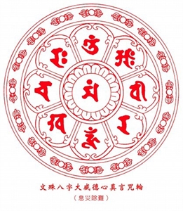 Image de Manjushri Bodhisattva's eight-character great mighty Dharani mantra