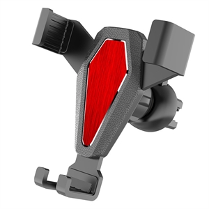 Picture of BlueNEXT Car Air Vent Mount Bracket Gravity Induction Textured Leather+Aluminum Alloy Rotatable Phone Holder Stand - Red
