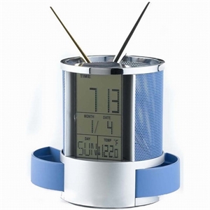 Show details for desktop pen holder clock Picture of desktop pen holder clock