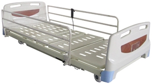 Show details for Low Homecare Electric Hospital Bed With Steel Side Rail   Individual Brakes Picture of Low Homecare Electric Hospital Bed With Steel Side Rail   Individual Brakes