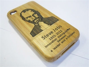 Original Green 100% Natural Bamboo Case Steve Jobs for iPhone 4S protective cases の画像