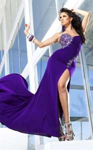 Image de 2418 2012 Hot Sale Custom Made purple chiffon beaded sexy evening party gown2418